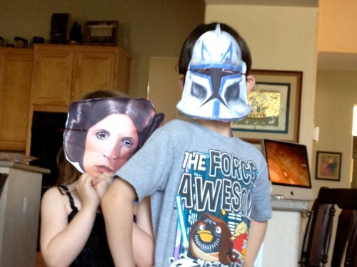 Cinco and The Princess in costume for Star Wars Day, Episode I. 